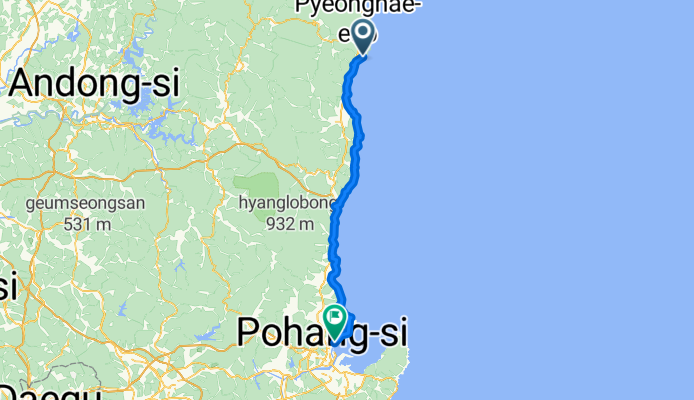 Long ride from Uljin-gun to Pohangsi