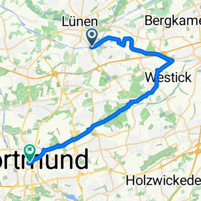 Von Preussenhafen in Lünen über Seseka-Fluß,Kamen,Haltpunkt Scharnhorst zum Do.Hbf.