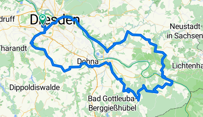 Dresden - Pillnitz - Pirna - Jessen - Porschendorf - Dittersbach - Hohnstein - Bad Schandau - Krippen - Kleingießhübel - Cunnersdorf - Bielatal - Langhennersdor
