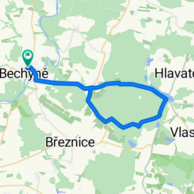 Bechyně - SUdoměřice- Lesem k rybníku Rytíř a pak po po silnici do Sudoměřic a do Bechyně