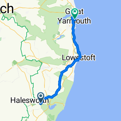 Lengthy bike tour from ヘイルズワース to グレートヤーマス