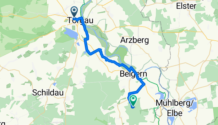 Elbe Fahrradweg. Von Torgau nach Waldhotel Forsthaus Droschkau