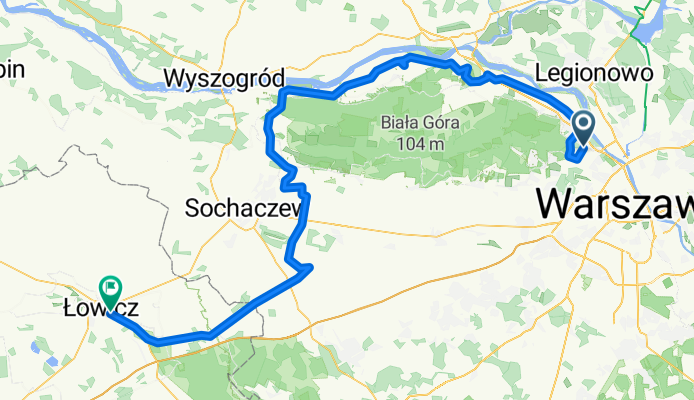 Łowicz przez Śladów, Piasecznicę, Nieborów 130km