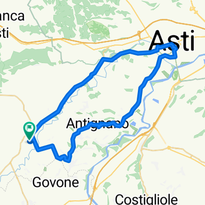 Long bike tour through San Damiano d'Asti