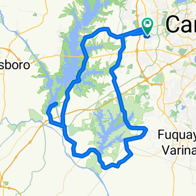 60-mile route through South Tobacco trail around Harris lake