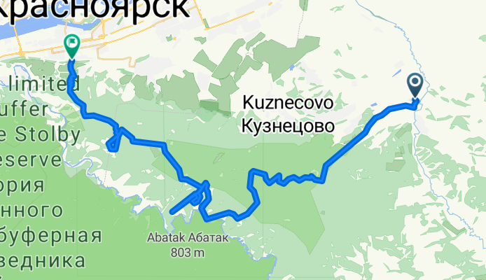 Зыково - Чёрная сопка - Торгашинский хребет - бобслейная трасса.