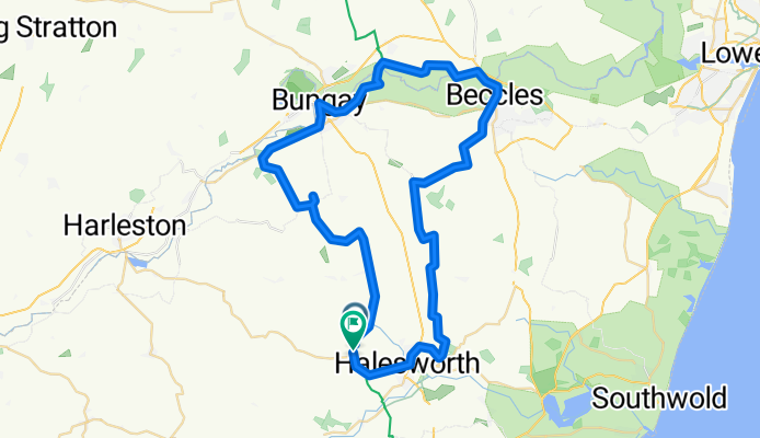 Halesworth circle route (St Peters - Vliegtuig - Bungay - Beccles)