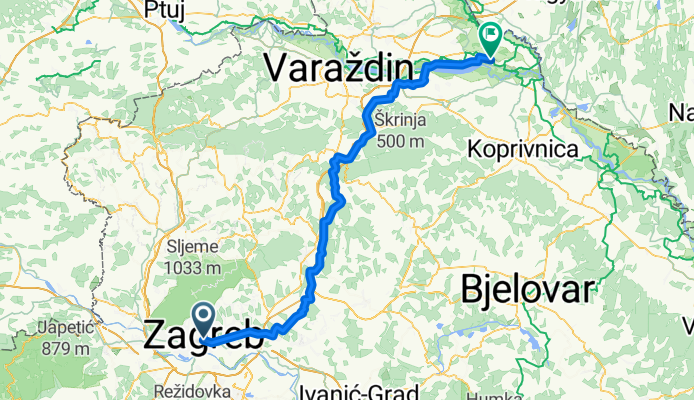 Zagreb - Sveta Marija (preko Varazdinskih Toplica)