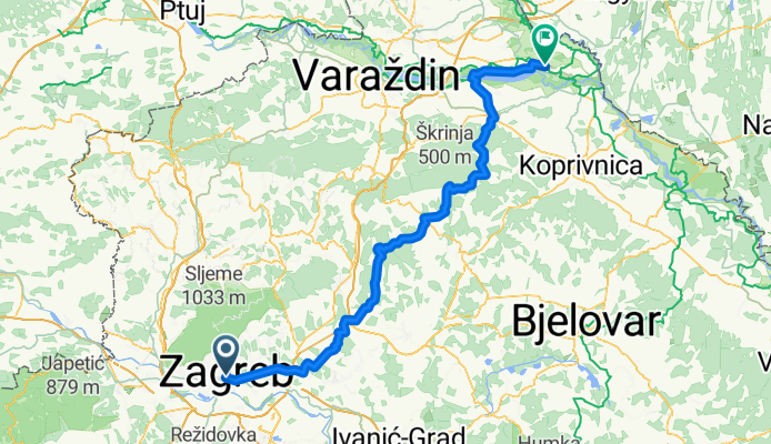 Zagreb - Sveta Marija (preko Ludbrega)