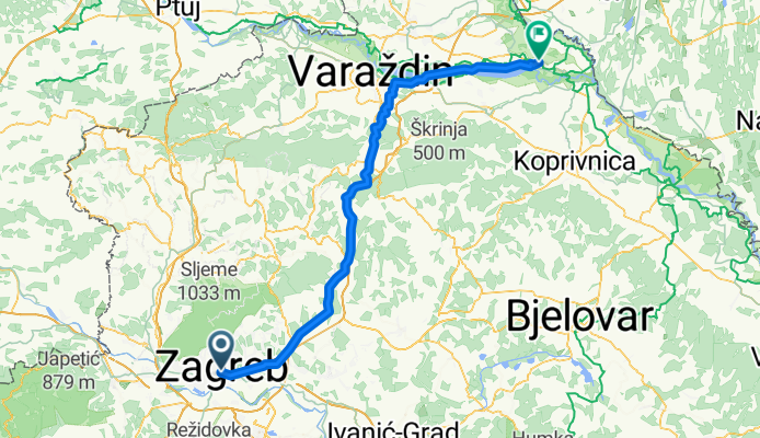 Zagreb - Sveta Marija (po glavnoj cesti)