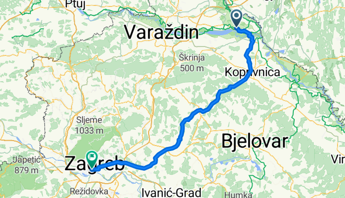 Sveta Marija - Zagreb (Preko Koprivnice i Krizevaca)