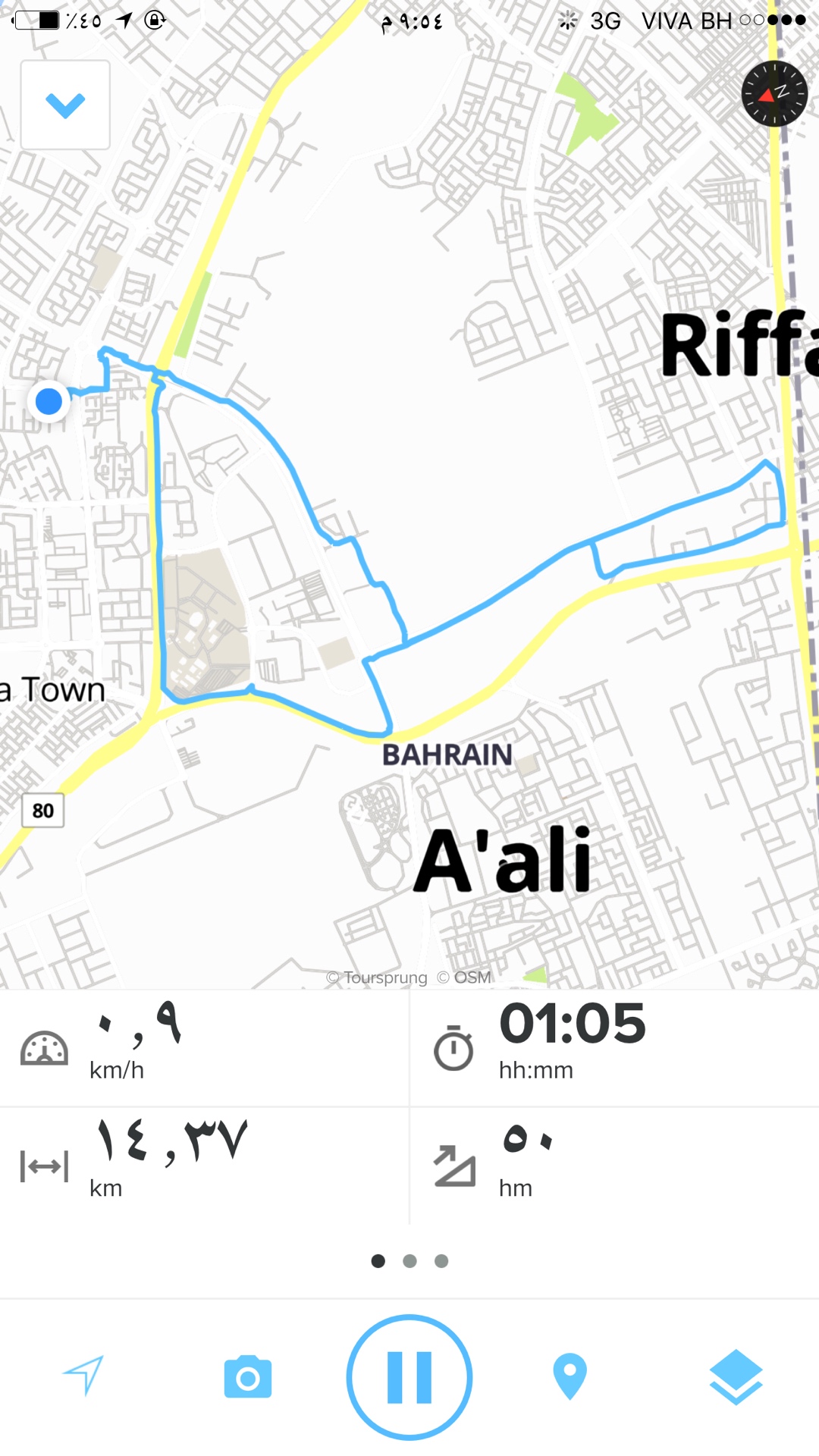 Hebe Bild 2 entlang der Bikemap-Route "Recording from ٠٥‏/٠٨‏/٢٠١٧، ١٠:٠٢ م" hervor