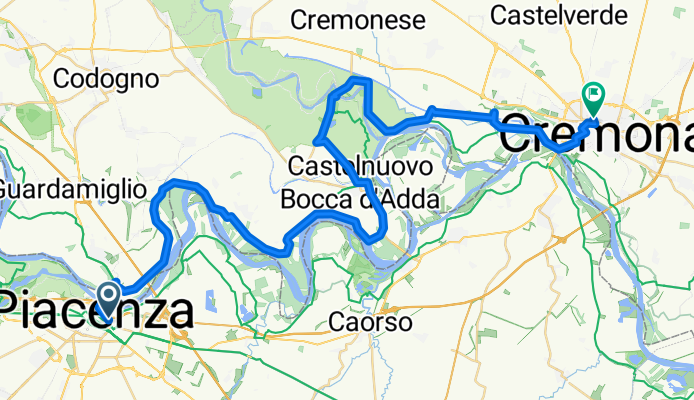 Piacenza Cremona lungo Po