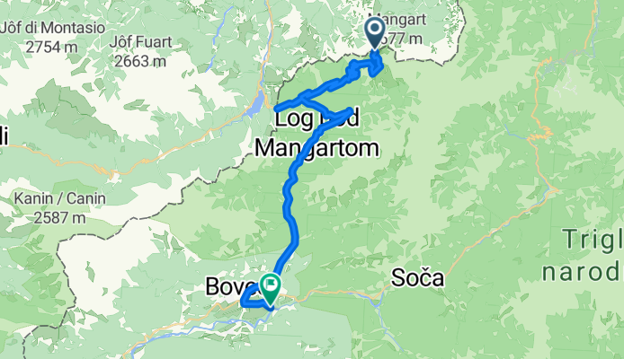 Soča - Bobovec -cesta na Mangart