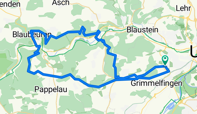 Söflingen - Hochsträß - Arnegg - Allewind - Sonderbuch - Blaubeuren - Beiningen - Allewind - Butzental - Söflingen