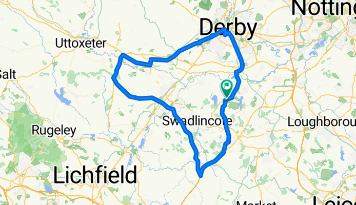 Derby - Newbold - Burton - Derby 80km