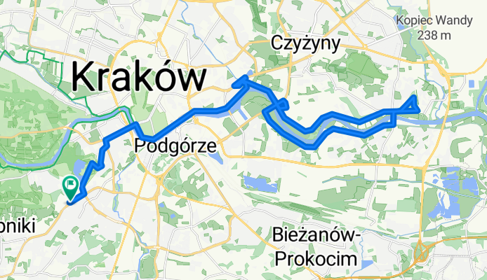 Ruczaj-wzdłuż Wisły-Lasek Mogilski - Ruczaj