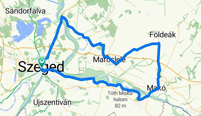 szeged algyő maroslele makó szeged 86km
