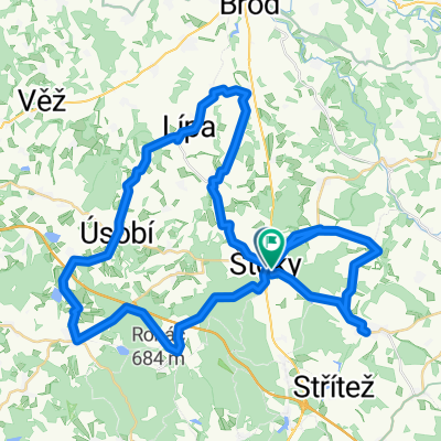 Střední okruh Štoky - Smrčná - Petrkov - Okrouhlička - Štoky - Pozovice - Kamenná - Dobronín