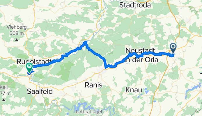 Von Triptis über den Orlaradweg und Saaleradweg nach Rudolstadt