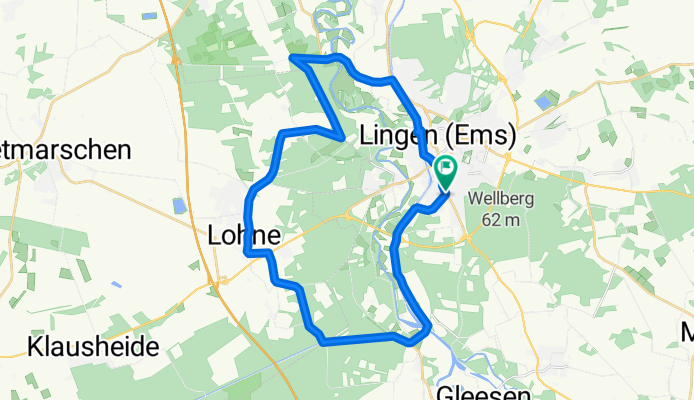 Lingen -&gt; Lohne Rükel -&gt; Lohne -&gt; Nordlohne -&gt; Mühlengraben -&gt; Alten Lingen