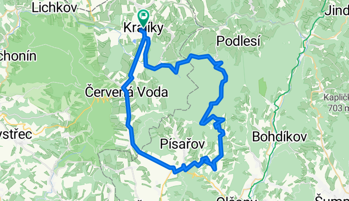 Králíky - Orlice - Hotel Alfa - Svatá Trojice - Čečel - Janoušov - Jakubovice - Bukovice - Červená Voda - Orlice - Králíky