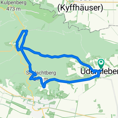 Rathsfeld, Dreiforststein, Rathsfeld, Panorama, Flugplatz Udersleben = Waldroute