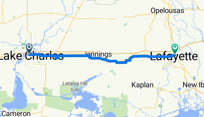 Lake Charles, LA to Lafayette, LA