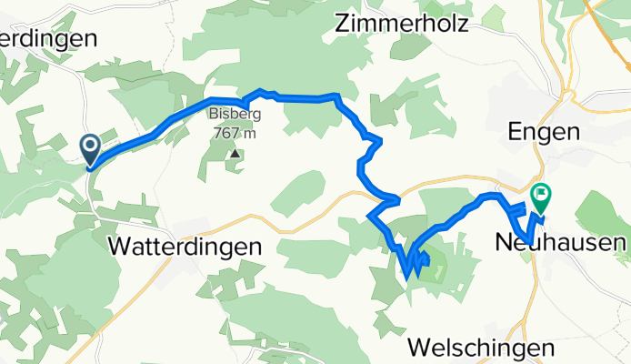 Watterdingen, Posthütte über Napoleonseck nach Anselfingen