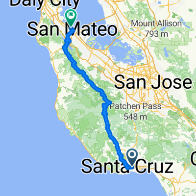 Santa Cruz to San Mateo Route Hwy 9/Skyline