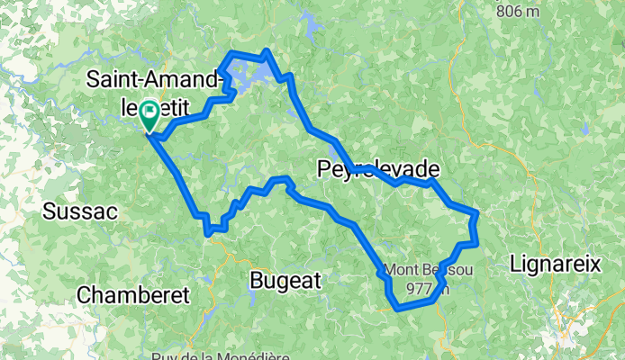 F66-Anfahrt-Eymoutiers-Las de Vassiviere-Peyrelevade-Sornac-Saint Merdles Oussines-Lacelle-Eymoutiers