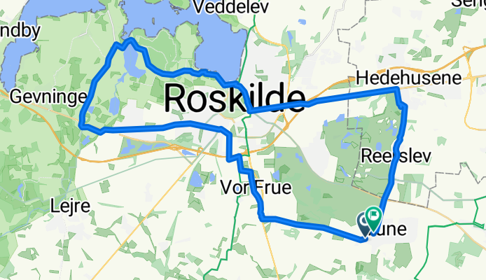 40,1 km. Tune Vor Frue Svogerslev Roskilde Hedehusene Hjem