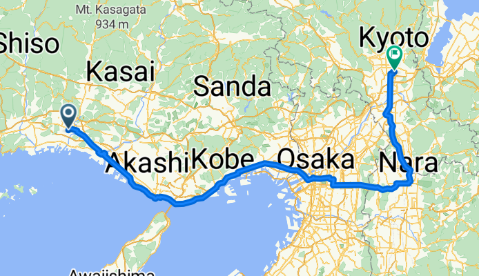 Length of Japan Himeji to Kyoto CLONED FROM ROUTE 355524