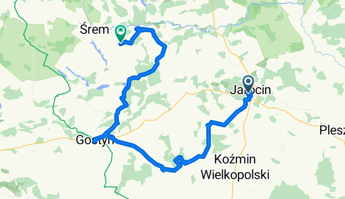 Jarocin - Jaraczewo - Koźmin Wlkp - Pogorzela - Piaski - Gostyń - Dolsk - Śrem