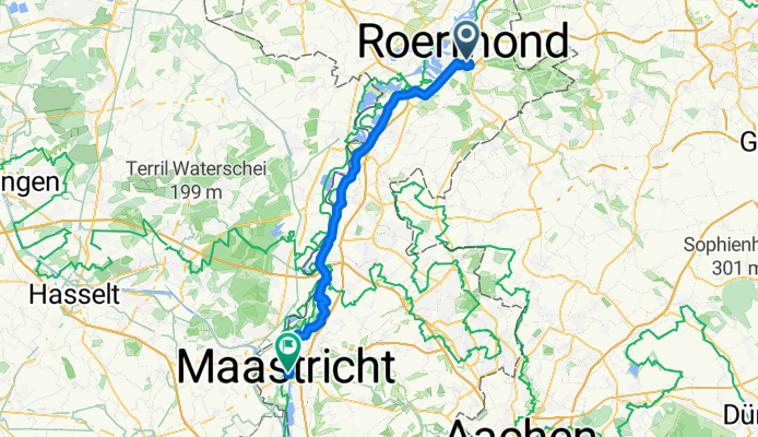 Roermond Maastricht via Maasbracht