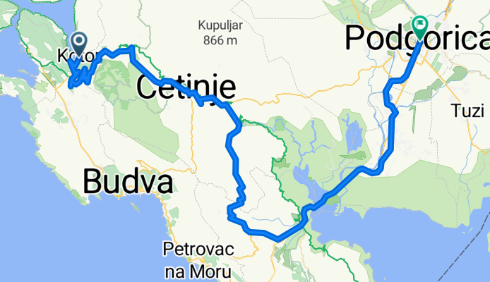 Kotor-Cetinje-Virpazar-Podgorica