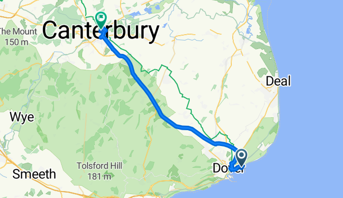 Dover-Canterbury: Bus-Route mit Stopps