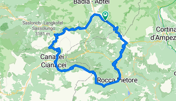 San Cassiano - Passo Valparola - Falzarega - Sottoguda- Fedaia - Canazei - Sella - Gardena - San Cass.  2960 Hm - 98 km
