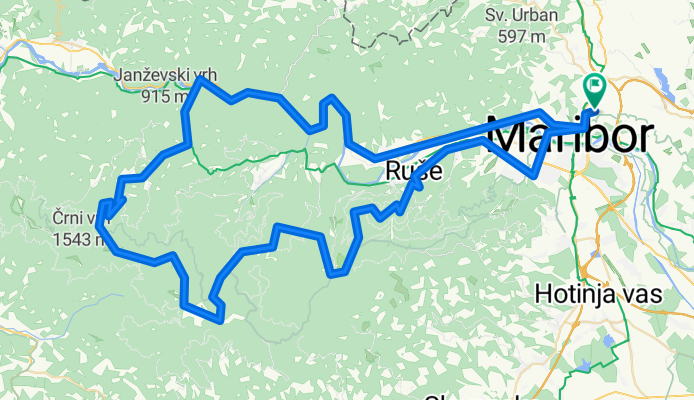 Košaki - Ruše - Podvelka - Ribnica - Jezerski vrh - Lovrenška jezera - Rogla - Klopni vrh (koča) - Šumik - Reber - Ruše - Maribor