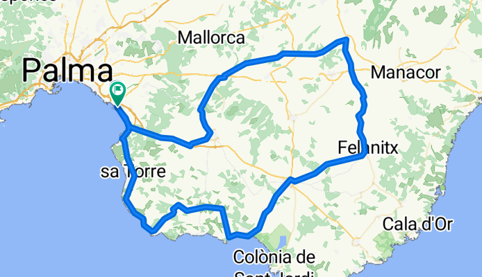 Mallorca 18042010 Palma - Sa Rapita - Campos - Felanitx - Petra - Algaida - Llucmajor - Palma CLONED FROM ROUTE 472825