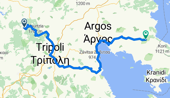 Peloponnese cycle route