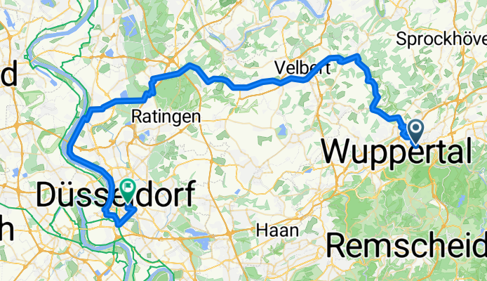 Wuppertal -&gt; Langenberg -&gt; Velbert -&gt; Ratingen -&gt; Düsseldorf  