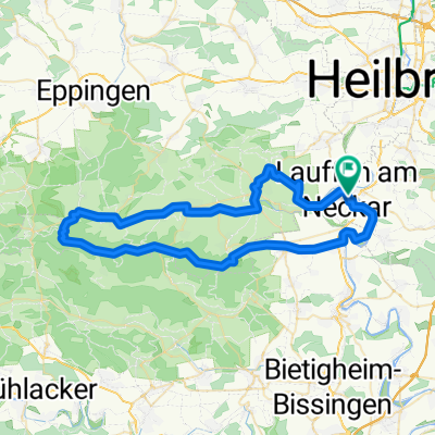 Lauffen - Kirchheim - Bönnigheim - Tripsdrill - Rennweg - Leonbronn - Zaberfeld - Güglingen - Brackenheim - Dürrenzimmern - Hausen - Lauffen