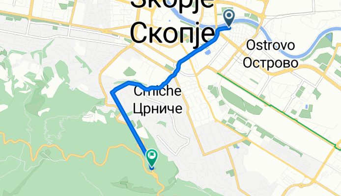 Skopje center to middle vodno plus half way to Sv Pantelejmon