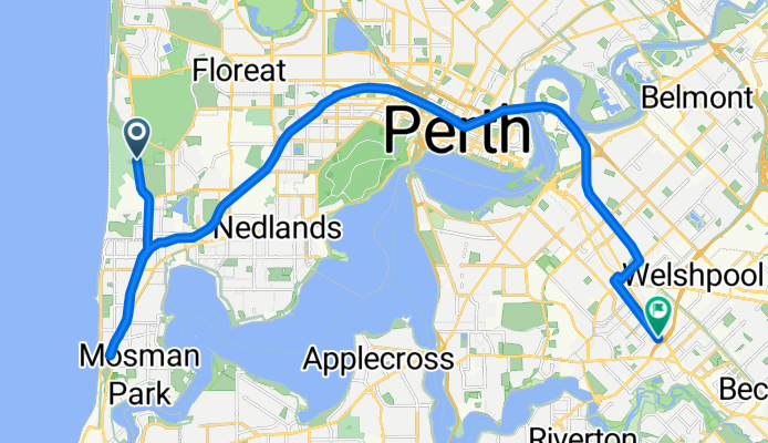 Oats st to Victoria st to westcoast highway back via Swanbourne subi to perth oats st