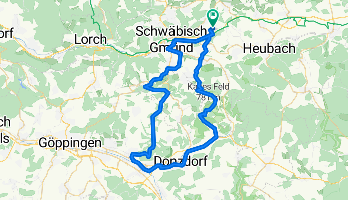 Über Rechberg - Filstal - Süßen - Nenningen - Christental - Kaltes Feld - Waldstetten -Hussenhofen