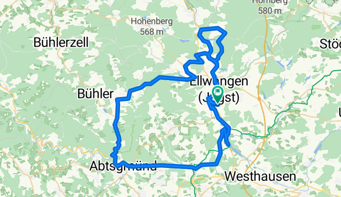 Ellwangen - Adelmannsfelden - Hüttlingen - Ellwangen