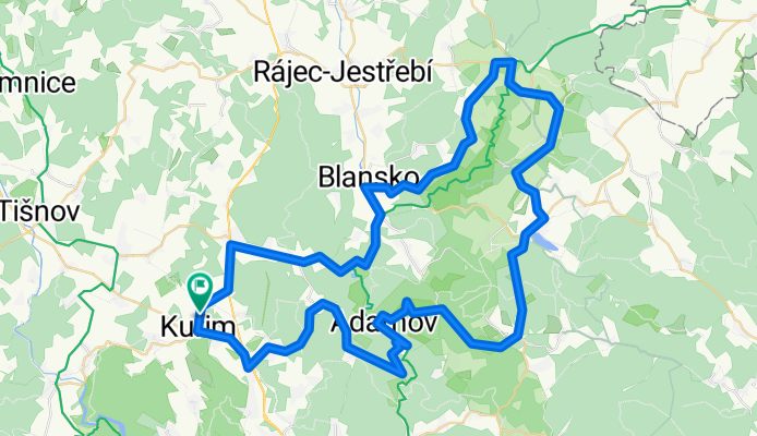Kuřim - Blansko - Sloup - Adamov - Lelekovice - Kuřim