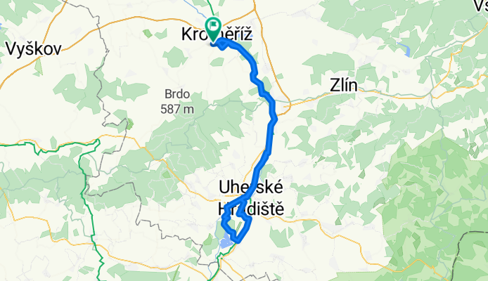 kroměříž-Kvasice-Otrokovice-Spytihněv-Uh.Hradiště-Ostrožská nová ves-Kostelany nad Moravou-Uh.Hradiště-Spytihněv-Otrokovice-Kvasice-Kroměříž
