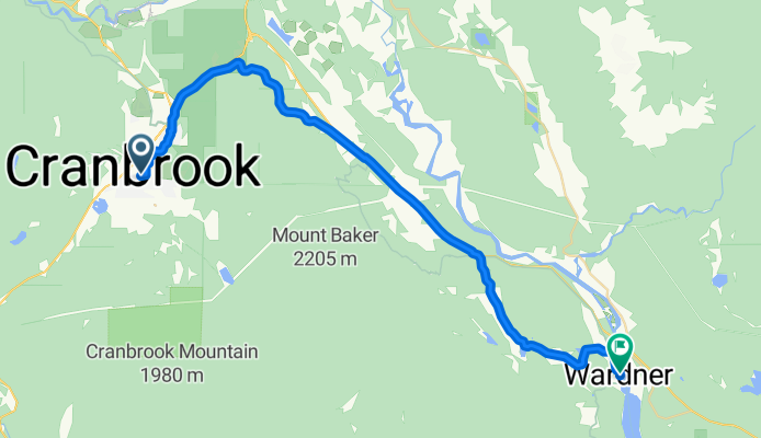 Trans Canada Trail/Route Cranbrook Pavilion to Wardner Provincial Park